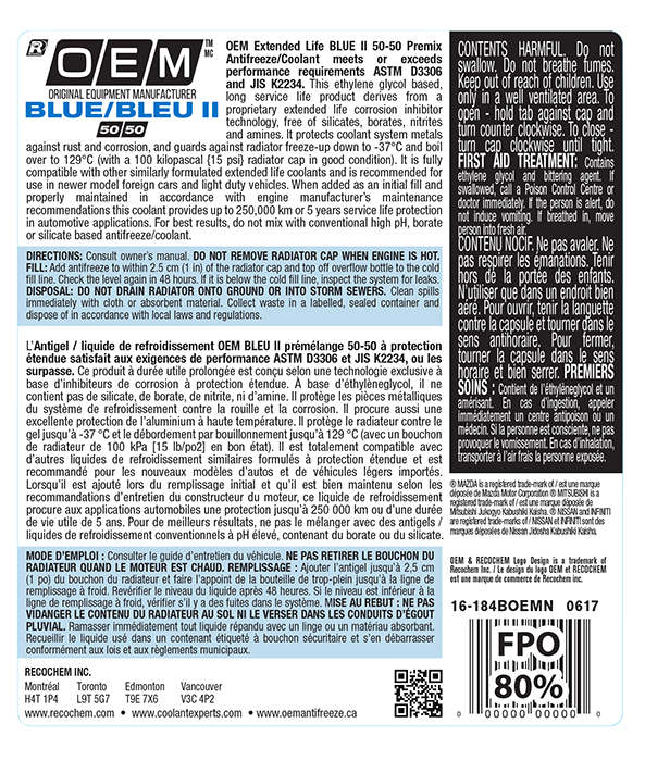 Antigel/liquide de refroidissement Prestone® MAX, bleu sarcelle européen,  50/50 prémélangé, 3,78 L